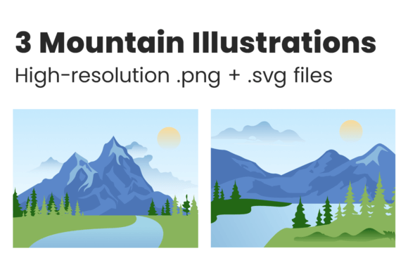 3 Mountain Scenery Illustrations SVG Graphics