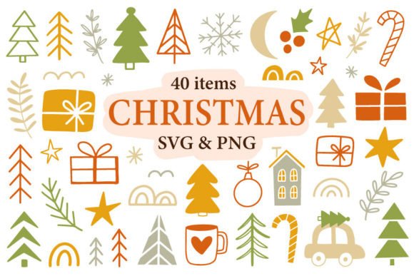 Christmas SVG PNG Doodle Illustrations Graphics for Seasonal Selling