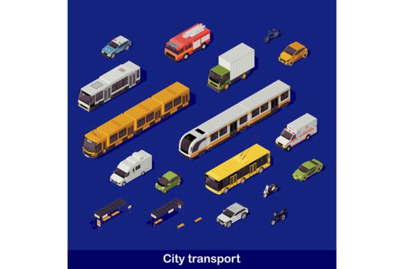 City Transport Isometric Illustrations for Content Publishers