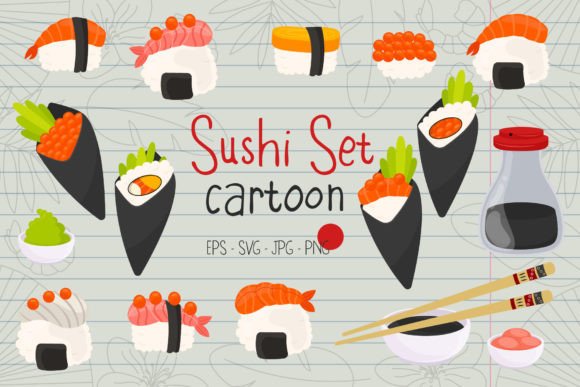 Collection of Cute Sushi Illustrations: Embroidery Project Review