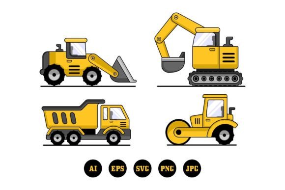 Constructions Trucks Illustrations & Graphics