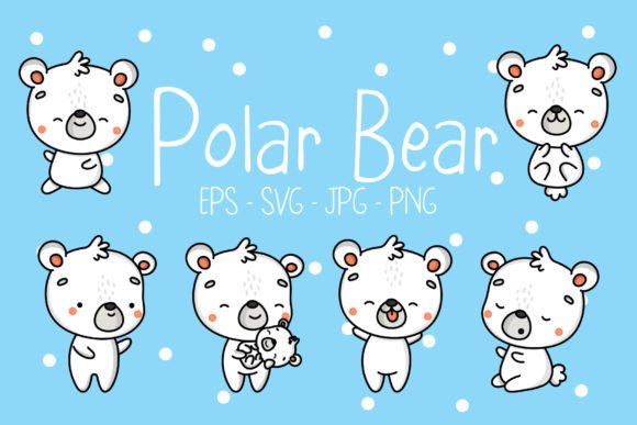 Cute Polar Bear Set of Illustrations and Graphics Review