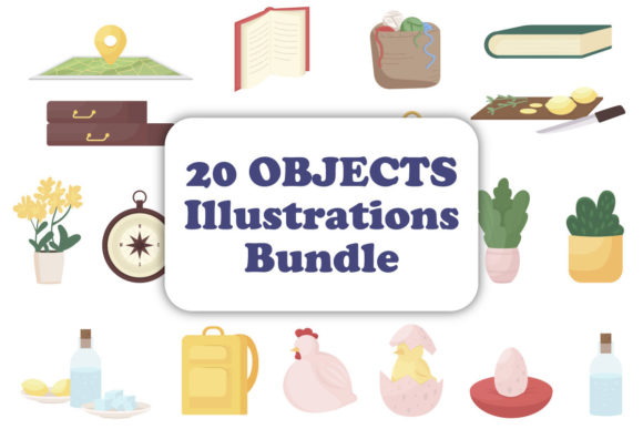 Different Objects Vector Illustrations: Graphics & Illustrations Bundle