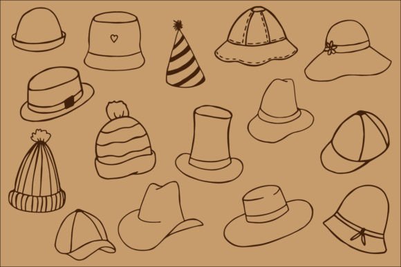 Doodle Hat Illustrations for Branding and Graphics