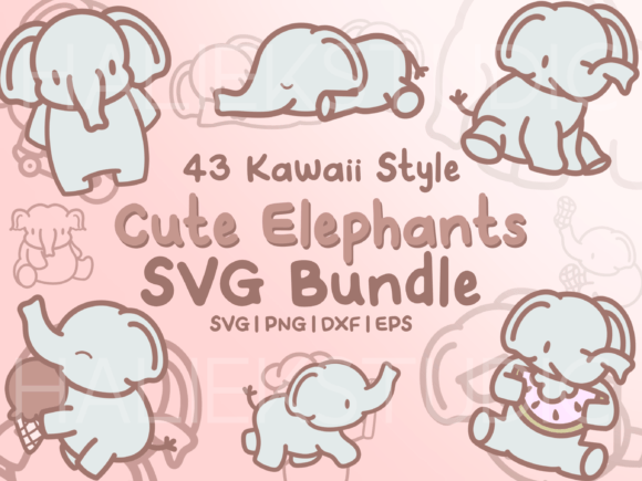 Elephants SVG Illustrations and Graphics for Publishing