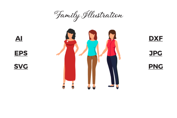 Family - Three Sisters Illustrations: Graphics for Branding