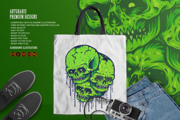 Family Zombie Skull Illustrations