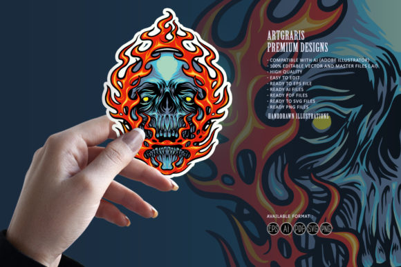 Fire Skull Head Mascot Illustrations: A Graphics Review