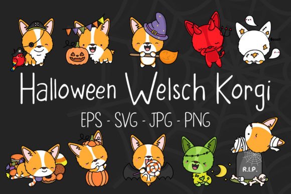 Halloween Corgi Dog Cute Illustrations & Graphics
