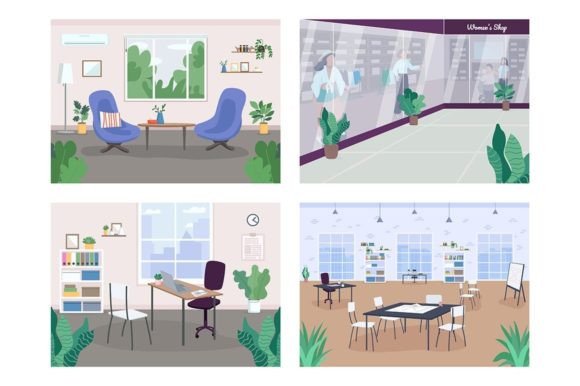 Interior Decoration Vector Illustrations for Brand Graphics