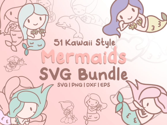 Kawaii Mermaids SVG Illustrations for Blog Graphics