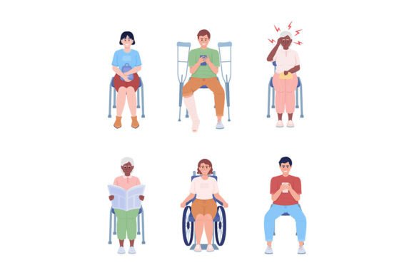 Sitting People Svg Color Illustrations: Graphics & Illustrations for Branding