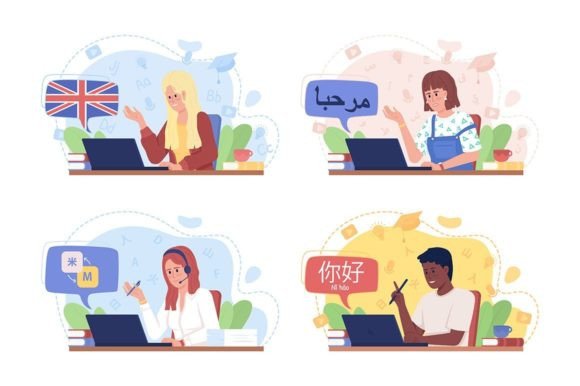 Speaking Foreign Language Illustrations Graphics