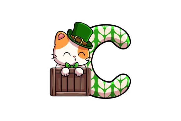 St Patrick Cat Alphabet C Illustrations
