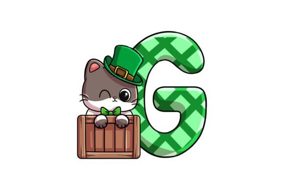 St Patrick Cat Alphabet G Graphics & Illustrations